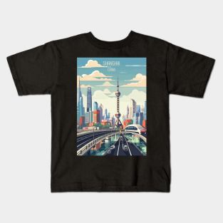 Shanghai China Travel Print Wall Art, Home Décor, Gift Art Kids T-Shirt